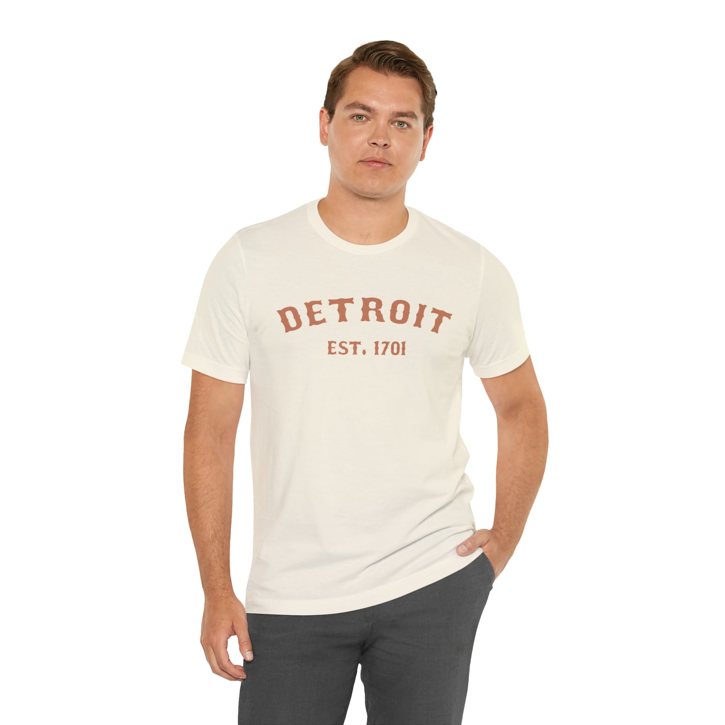 'Detroit EST. 1701' T-Shirt (Copper Ballpark Font) | Unisex Standard