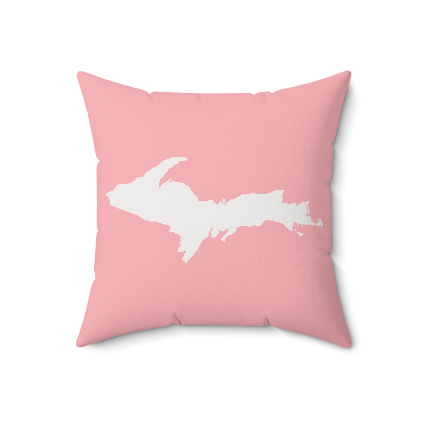 Michigan Upper Peninsula Accent Pillow (w/ UP Outline) | Strawberry Pink