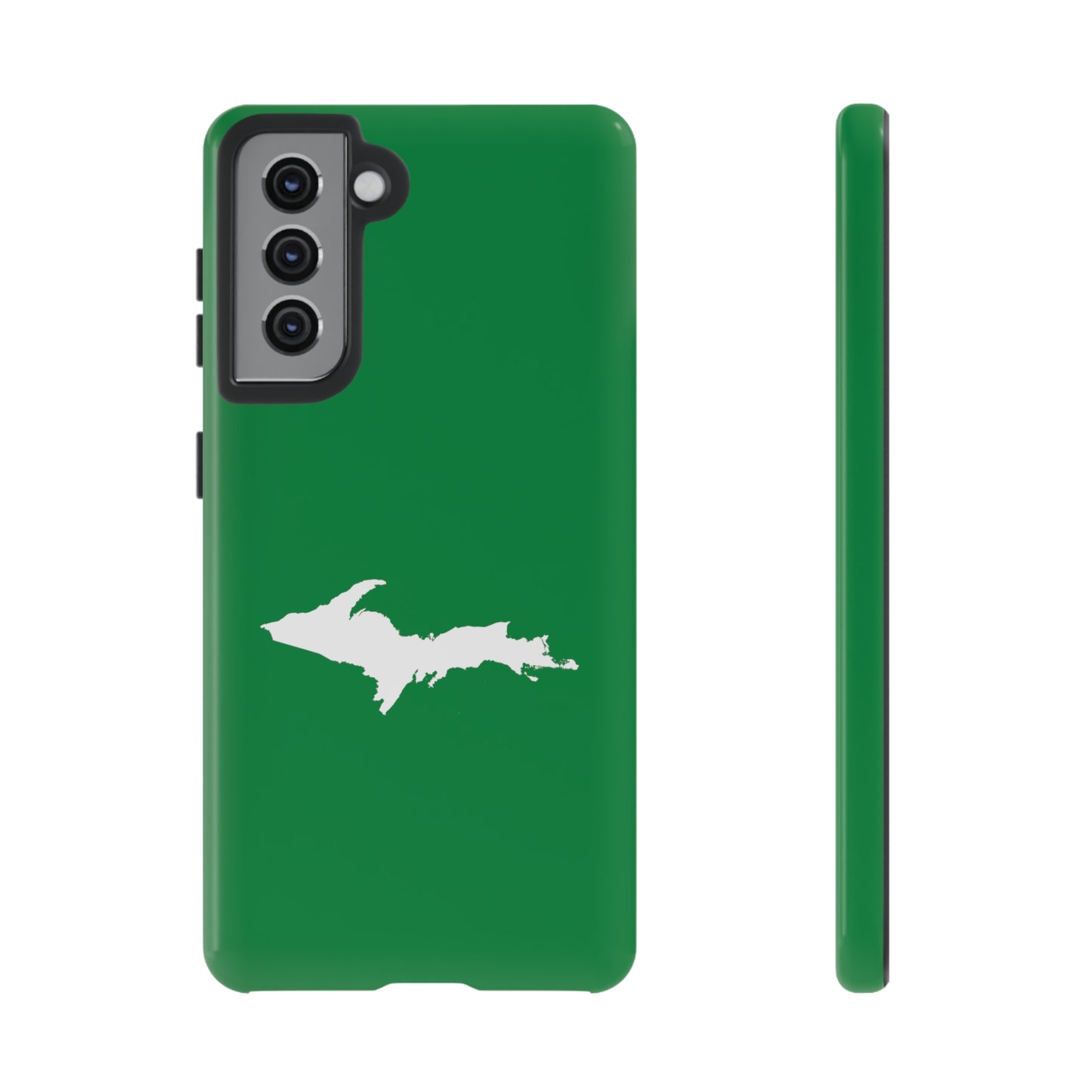 Michigan Upper Peninsula Tough Phone Case (Mackinac Bridge Green w/ UP Outline) | Samsung & Pixel Android