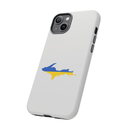 Michigan Upper Peninsula Tough Phone Case (Birch Bark White w/ UP Ukraine Flag Outline) | Apple iPhone