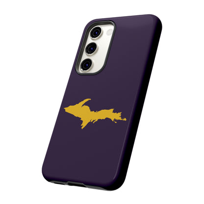 Michigan Upper Peninsula Tough Phone Case (Blackcurrant w/ Gold UP Outline) | Samsung & Pixel Android