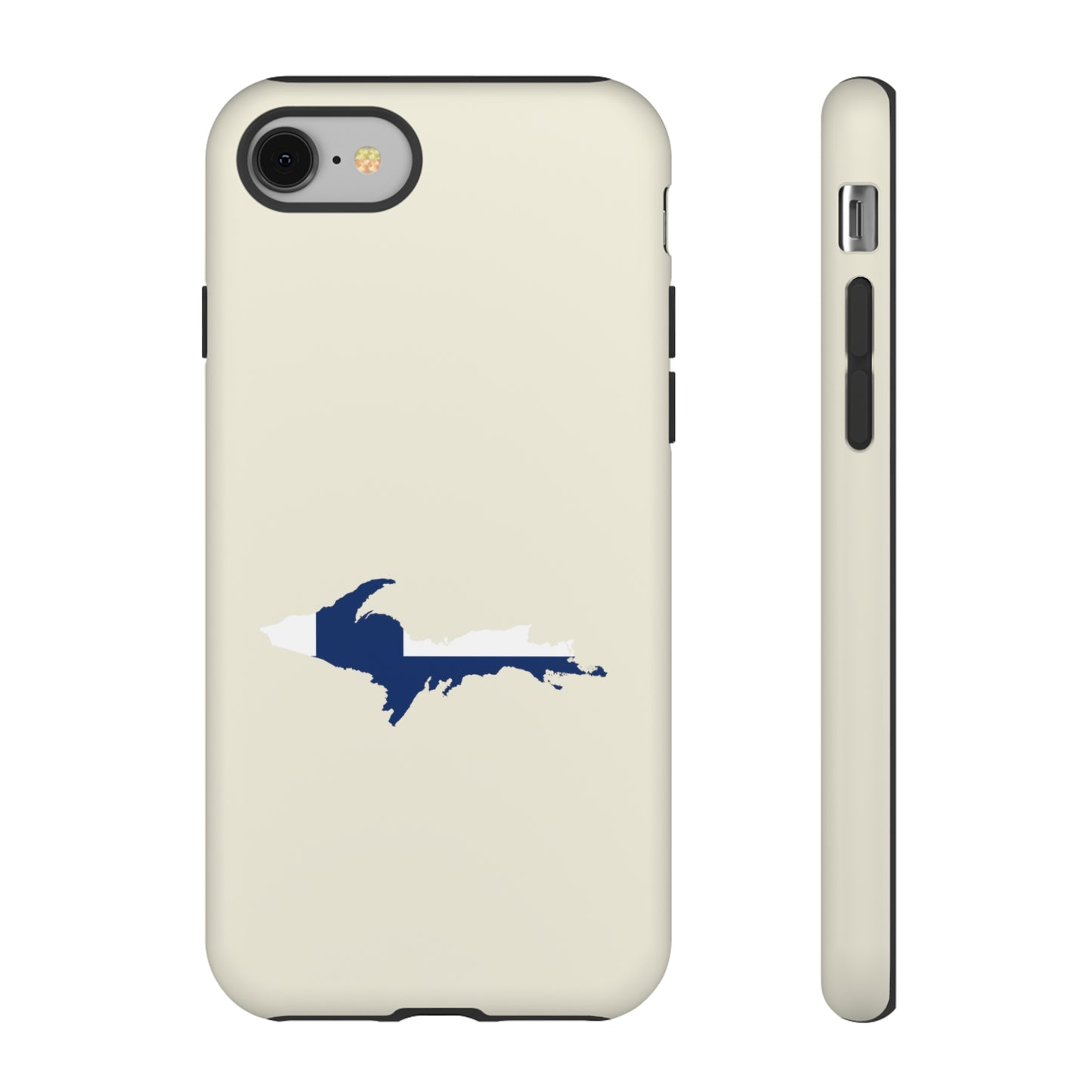 Michigan Upper Peninsula Tough Phone Case (Ivory Color w/ UP Finland Flag Outline) | Apple iPhone