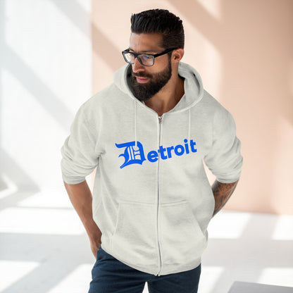 'Detroit' Hoodie (Motor Town Blue w/ Old English 'D') | Unisex Full Zip