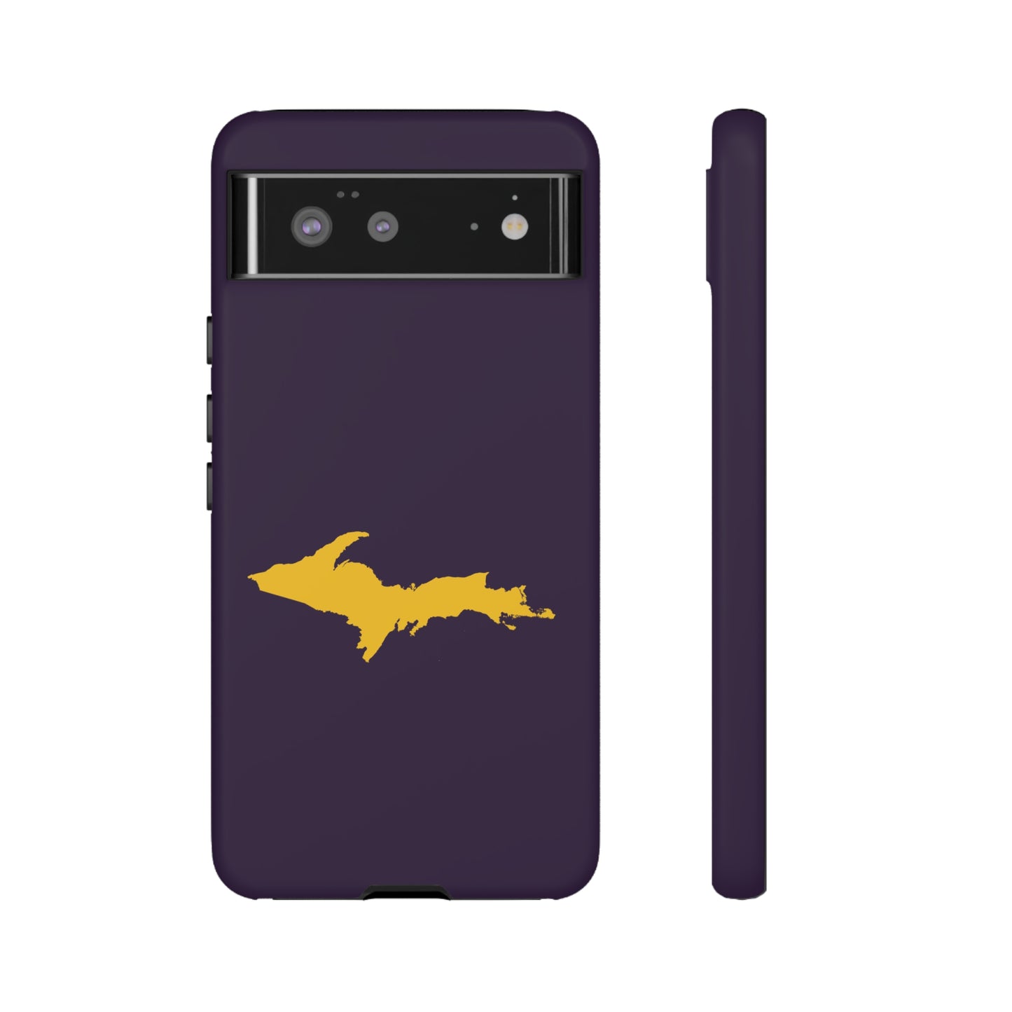 Michigan Upper Peninsula Tough Phone Case (Blackcurrant w/ Gold UP Outline) | Samsung & Pixel Android