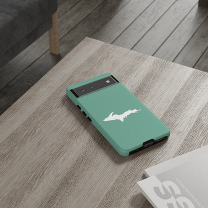 Michigan Upper Peninsula Tough Phone Case ('64 Metallic Mint Green w/ UP Outline) | Samsung & Pixel Android