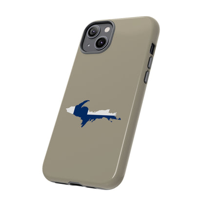 Michigan Upper Peninsula Tough Phone Case (Petoskey Stone Beige w/ UP Finland Flag Outline) | Apple iPhone