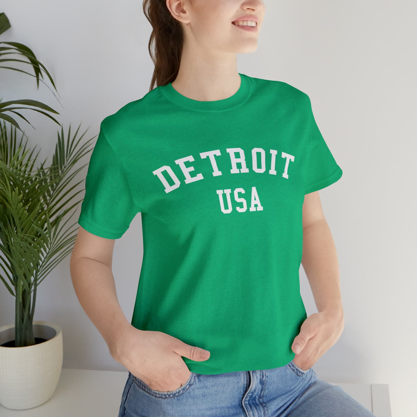 'Detroit USA' T-Shirt (Collegiate Font) | Unisex Standard