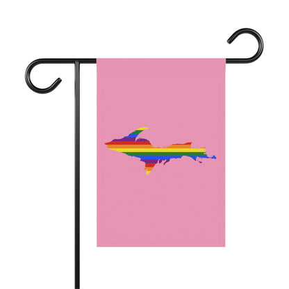 Michigan Upper Peninsula Home & Garden Flag (w/ UP Rainbow Pride Flag) | '67 Caddie Pink