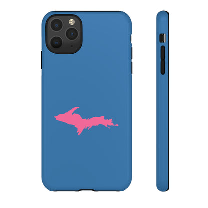 Michigan Upper Peninsula Tough Phone Case (Lake Superior Blue w/ Pink UP Outline) | Apple iPhone