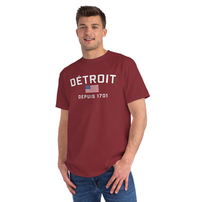 'Détroit Depuis 1701' T-Shirt (w/ USA Flag) | Unisex Organic