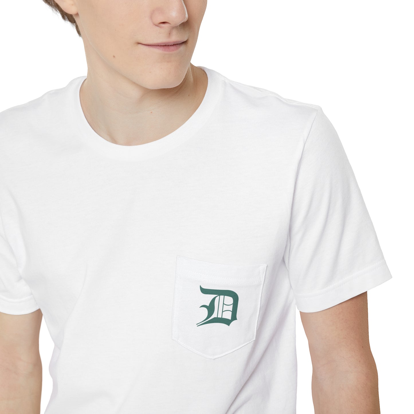 Detroit 'Old English D' Pocket T-Shirt (Copper Green) | Unisex Standard