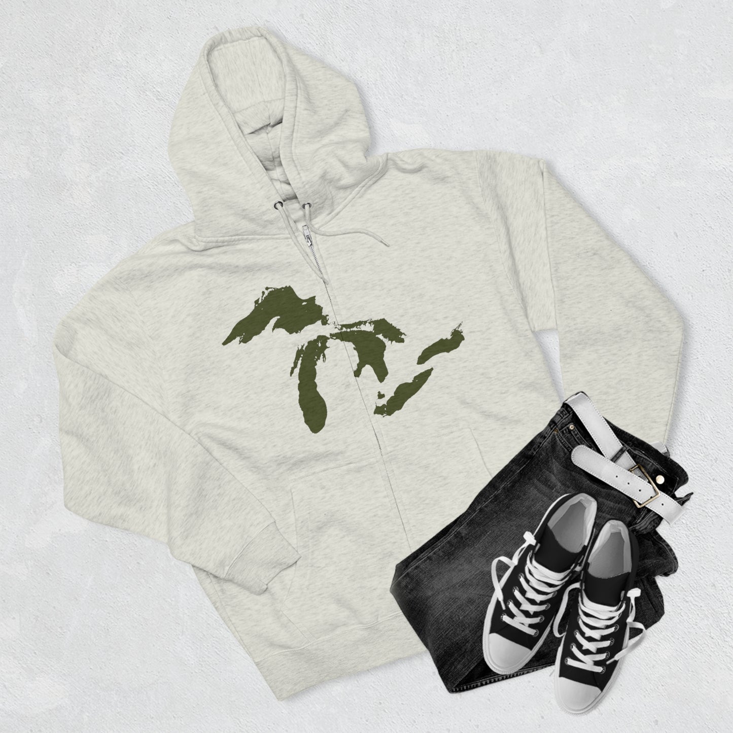 Great Lakes Hoodie (Army Green) | Unisex Full Zip