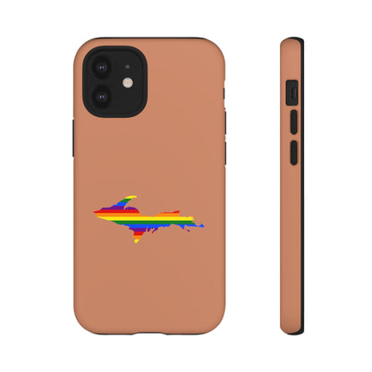 Michigan Upper Peninsula Tough Phone Case (Copper Color w/ UP Pride Flag Outline) | Apple iPhone