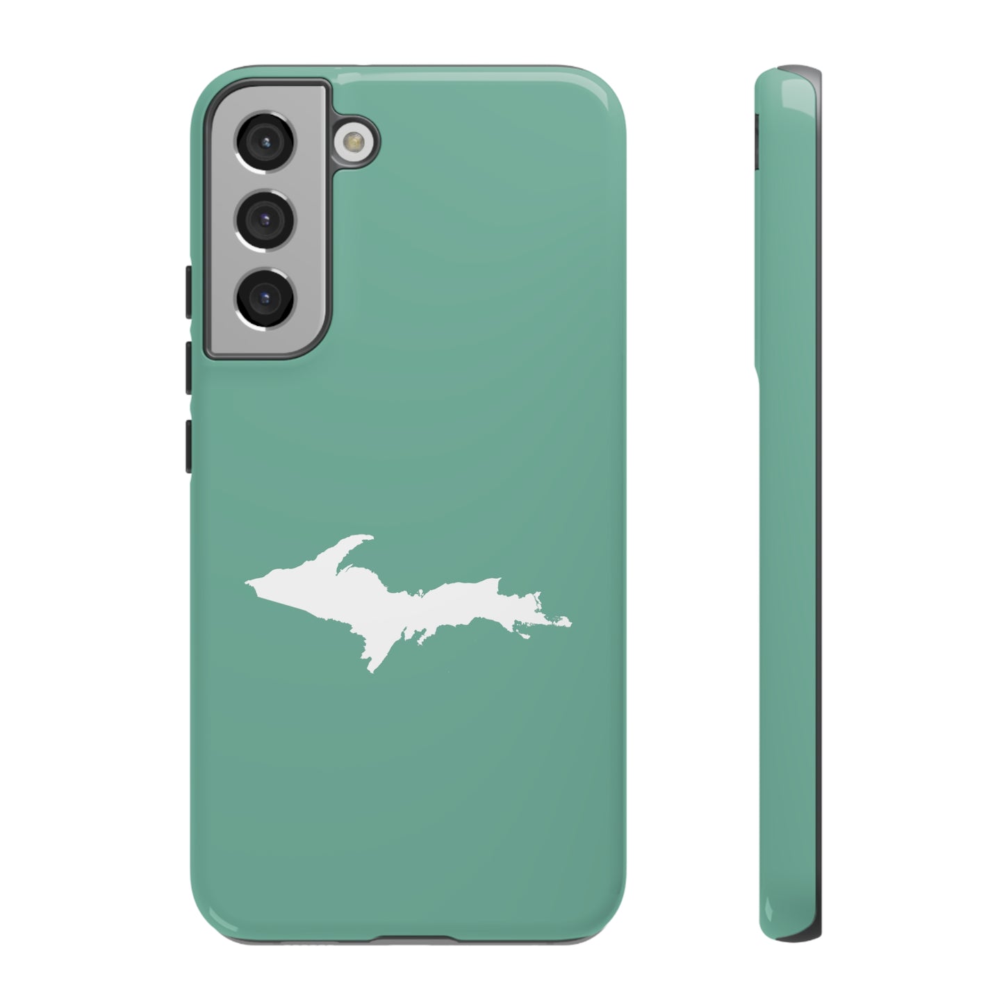 Michigan Upper Peninsula Tough Phone Case ('64 Metallic Mint Green w/ UP Outline) | Samsung & Pixel Android