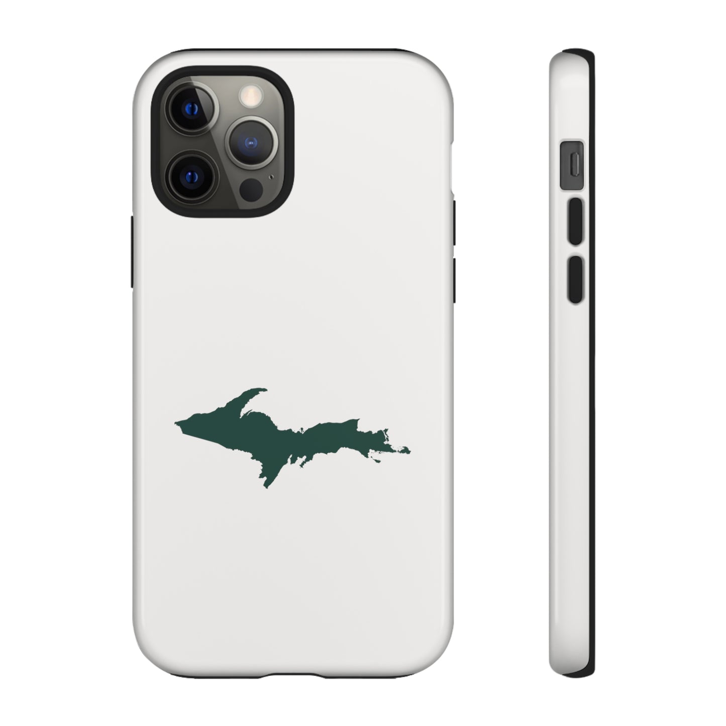 Michigan Upper Peninsula Tough Phone Case (Birch Bark White w/ Green UP Outline) | Apple iPhone