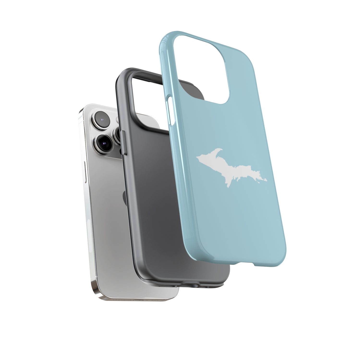 Michigan Upper Peninsula Tough Phone Case ('58 Caddie Blue w/ UP Outline) | Apple iPhone