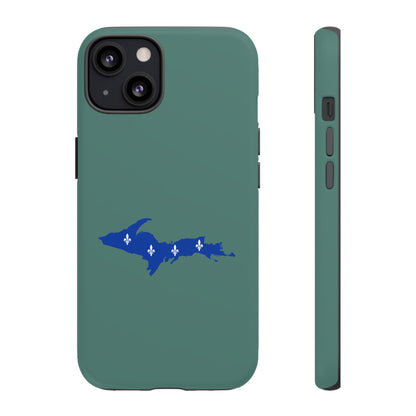 Michigan Upper Peninsula Tough Phone Case (Copper Green w/ UP Quebec Flag Outline) | Apple iPhone