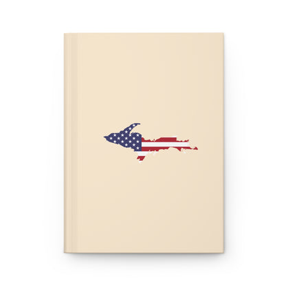 Michigan Upper Peninsula Hardcover Journal (w/ UP USA Flag) | Ruled - Champagne White