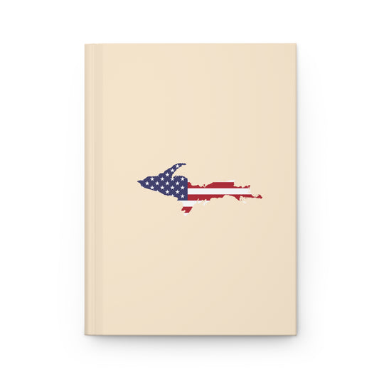 Michigan Upper Peninsula Hardcover Journal (w/ UP USA Flag) | Ruled - Champagne White