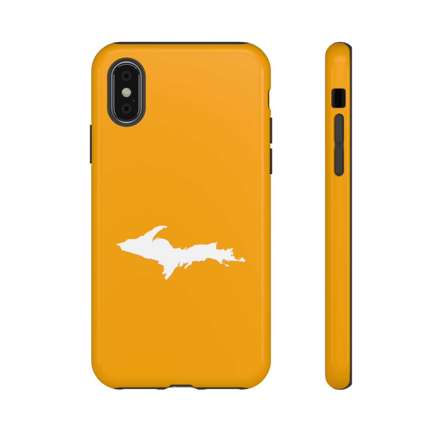 Michigan Upper Peninsula Tough Phone Case (Autumn Birch Leaf Color w/ UP Outline) | Apple iPhone