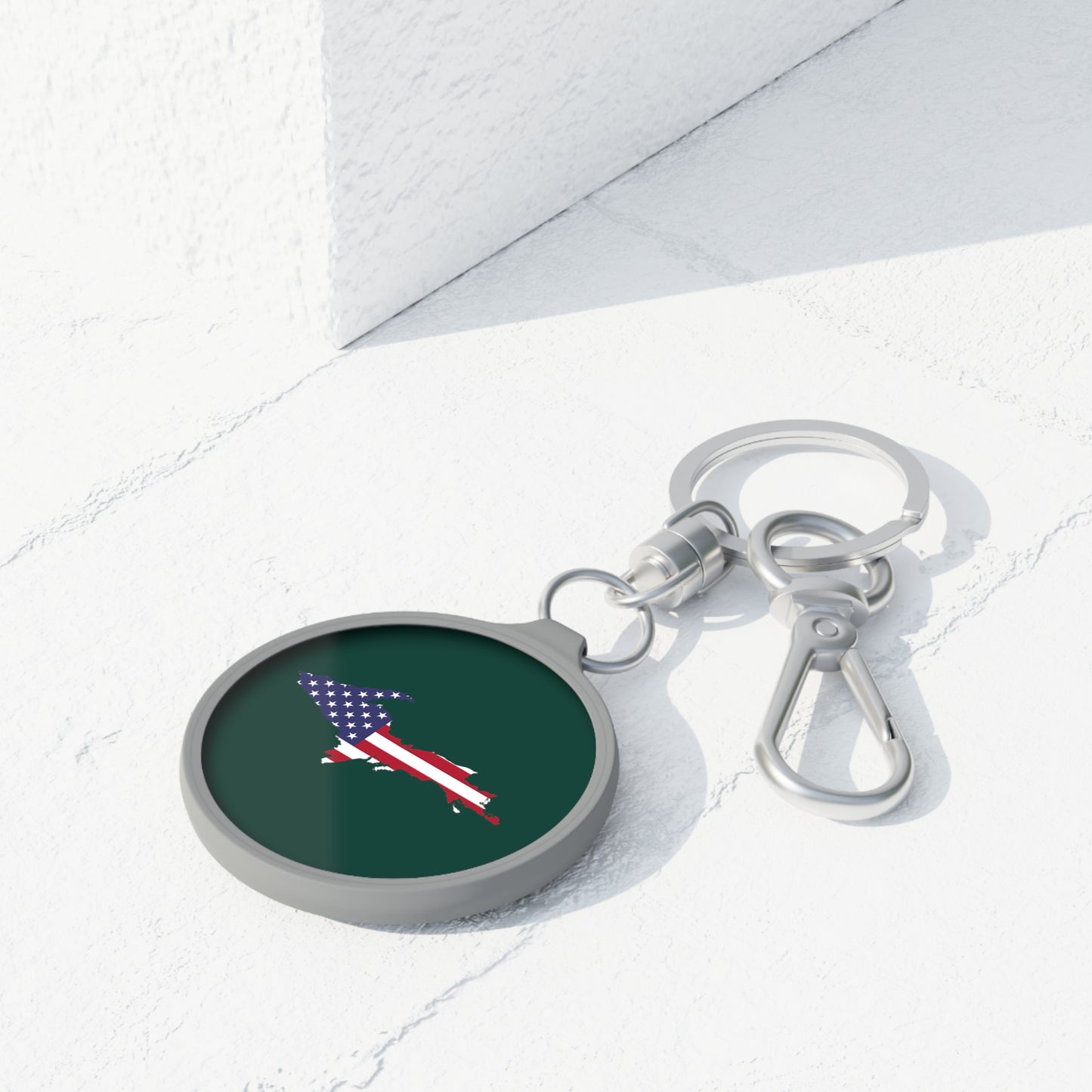 Michigan Upper Peninsula Keyring (w/ UP USA Flag) | Laconic Green