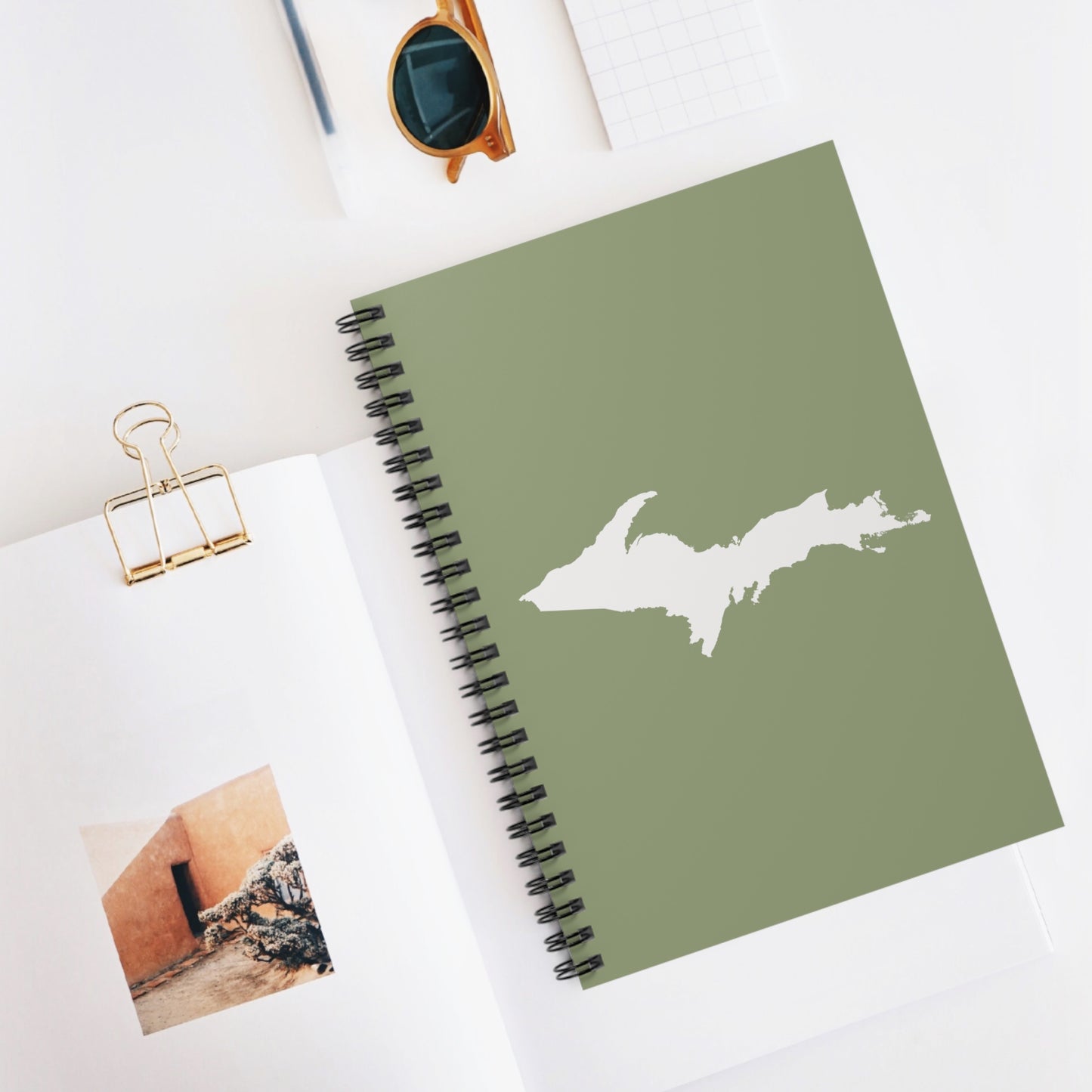 Michigan Upper Peninsula Spiral Notebook (w/ UP Outline) | Beachgrass Green