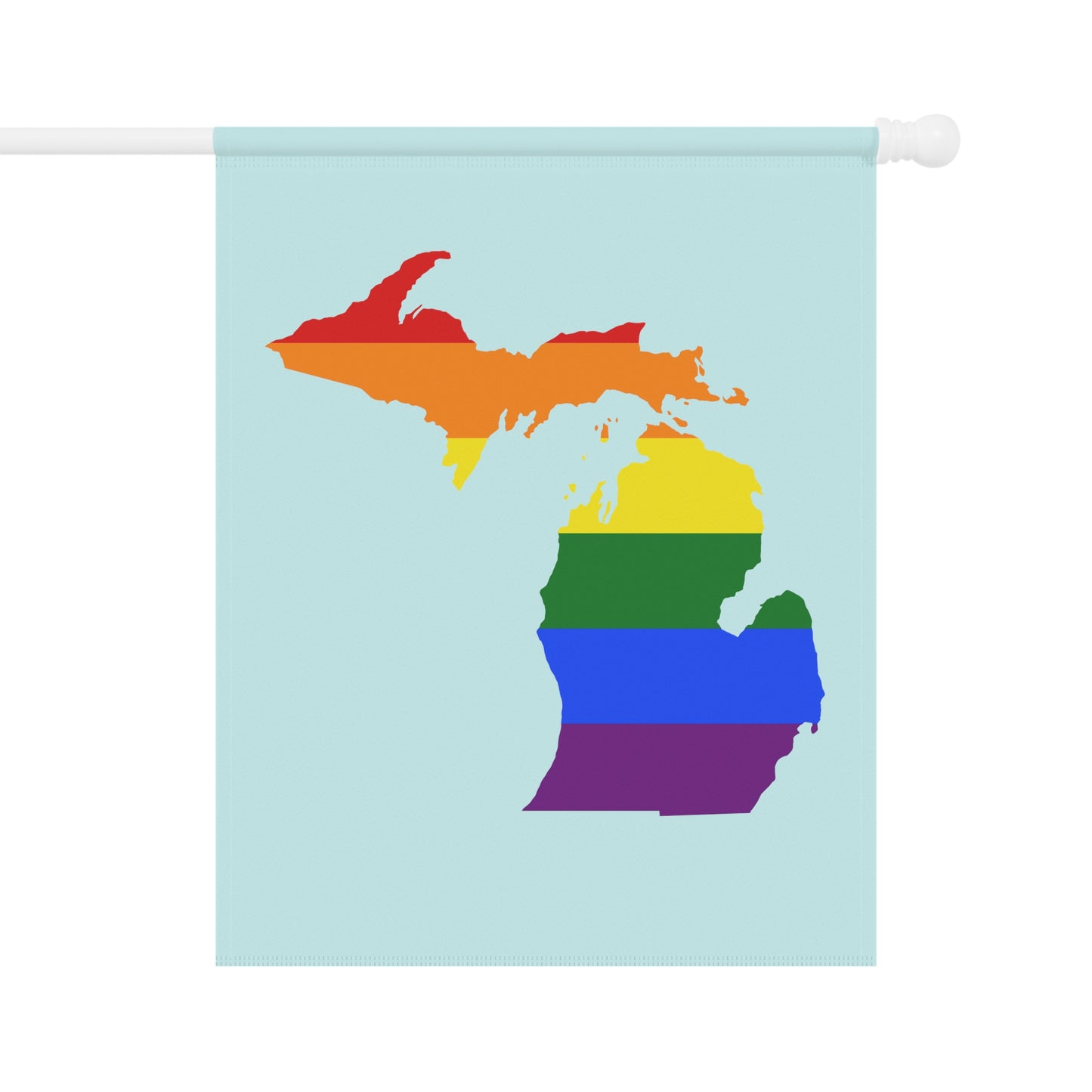 Michigan Rainbow Pride Home & Garden Flag (w/ MI Outline) | Cyan