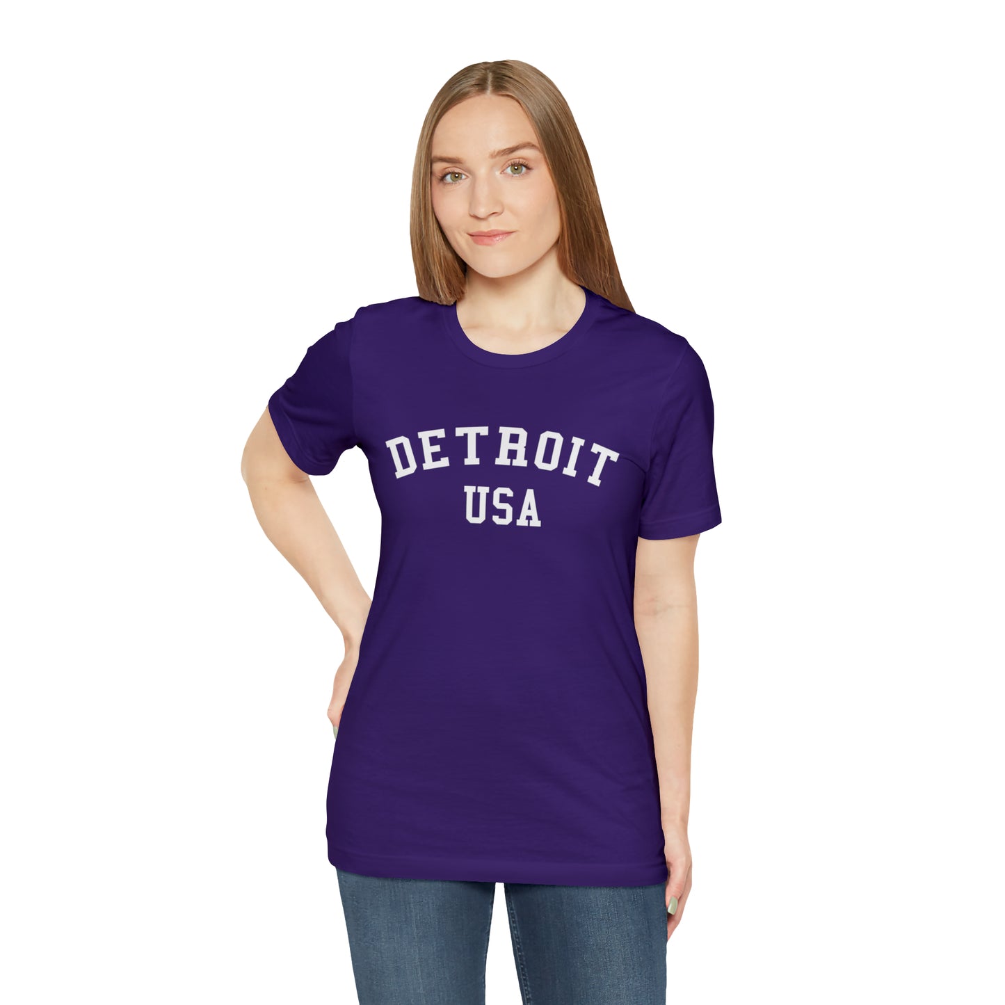 'Detroit USA' T-Shirt (Collegiate Font) | Unisex Standard