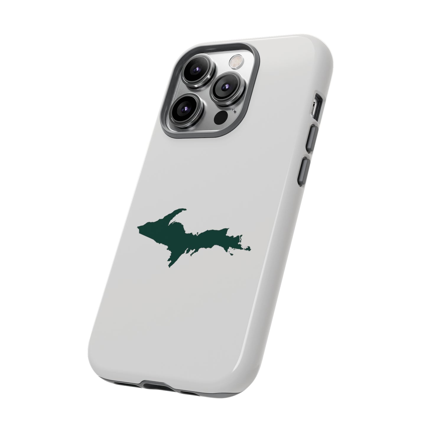 Michigan Upper Peninsula Tough Phone Case (Birch Bark White w/ Green UP Outline) | Apple iPhone