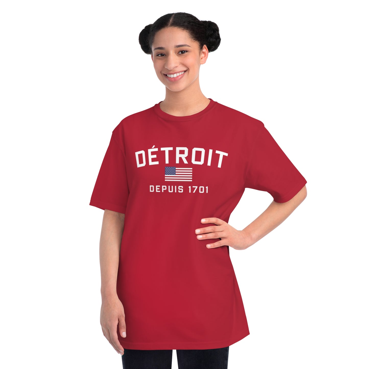 'Détroit Depuis 1701' T-Shirt (w/ USA Flag) | Unisex Organic