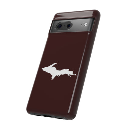 Michigan Upper Peninsula Tough Phone Case (Cherrywood Color w/ UP Outline) | Samsung & Pixel Android