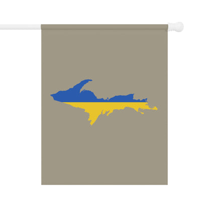 Michigan Upper Peninsula Home & Garden Flag (w/ UP Ukraine Flag) | Petoskey Stone Beige