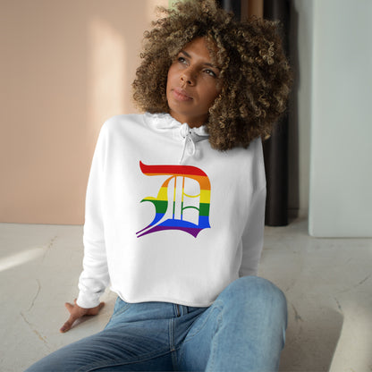 Detroit 'Old English D' Cropped Hoodie (Rainbow Pride Edition)