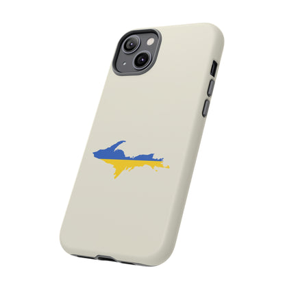 Michigan Upper Peninsula Tough Phone Case (Ivory Color w/ UP Ukraine Flag Outline) | Apple iPhone