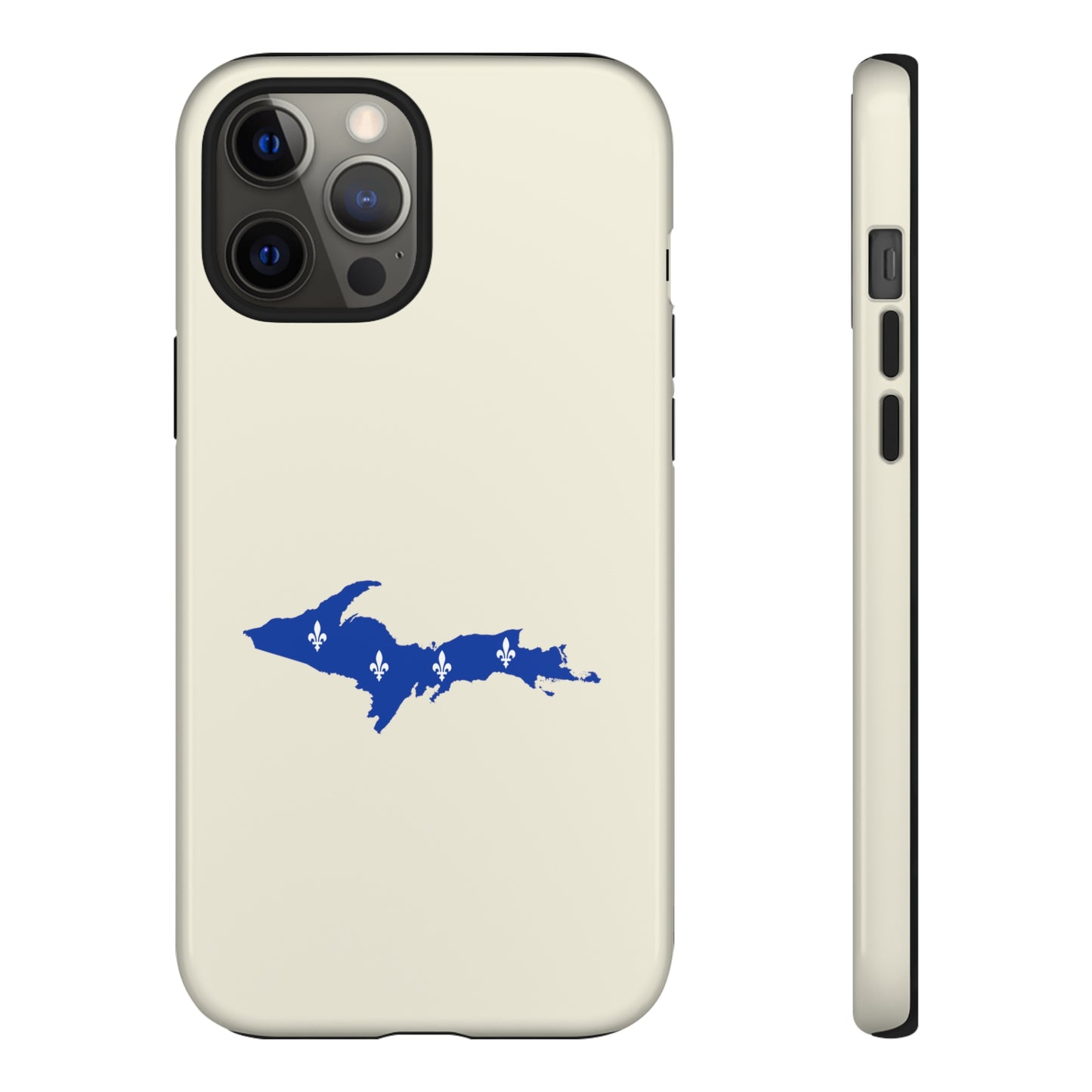 Michigan Upper Peninsula Tough Phone Case (Ivory White w/ UP Quebec Flag Outline) | Apple iPhone