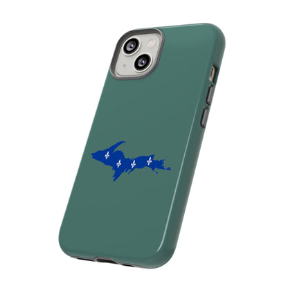 Michigan Upper Peninsula Tough Phone Case (Copper Green w/ UP Quebec Flag Outline) | Apple iPhone