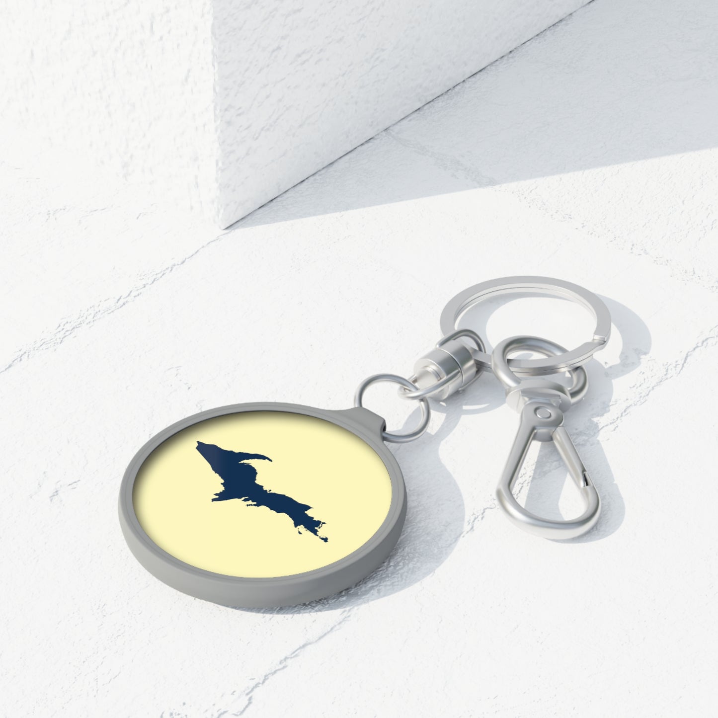 Michigan Upper Peninsula Keyring (w/ Navy UP Outline) | Canary Yellow