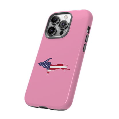 Michigan Upper Peninsula Tough Phone Case ('67 Caddie Pink w/ UP USA Flag Outline) | Apple iPhone