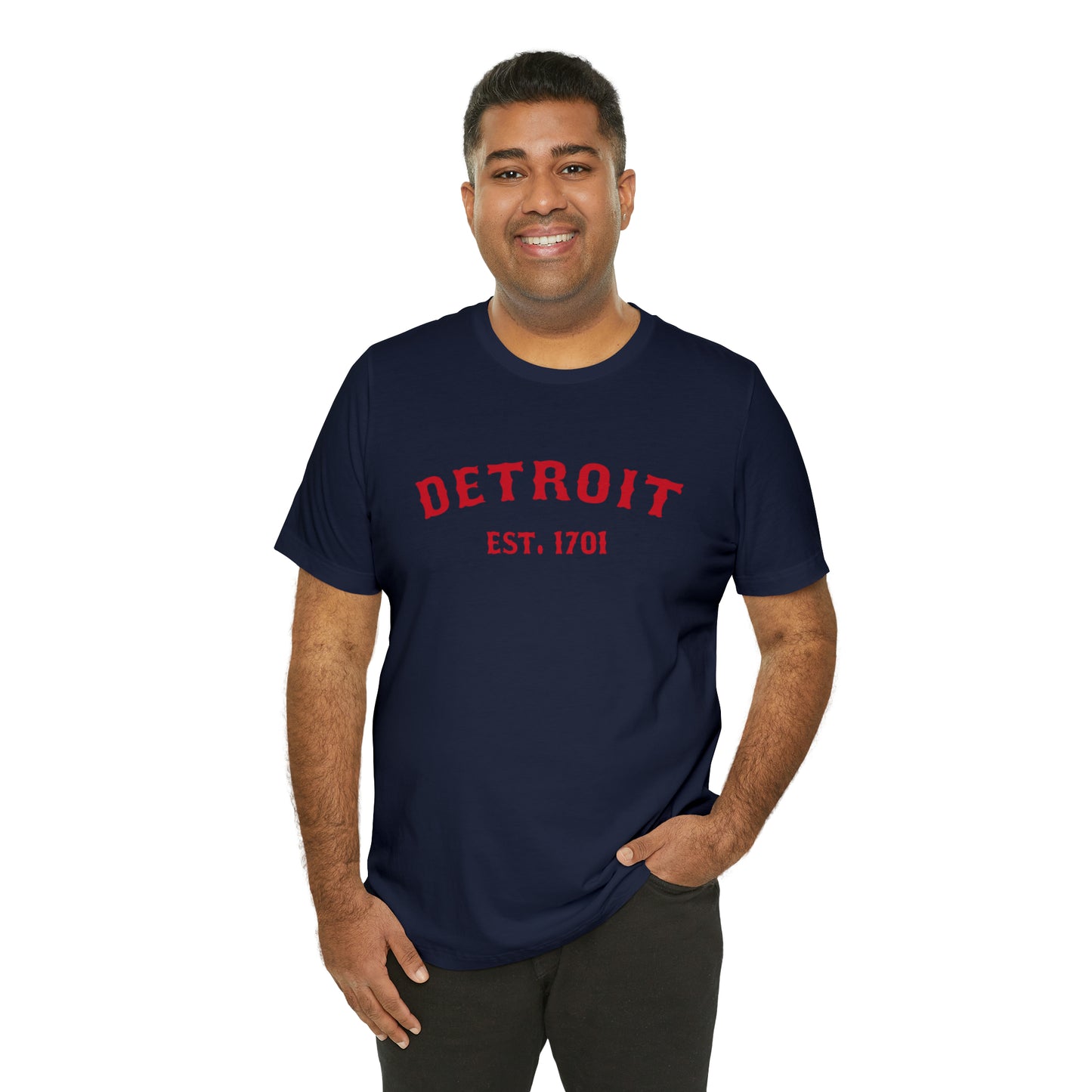 'Detroit EST. 1701' T-Shirt (Aliform Red Ballpark Font) | Unisex Standard