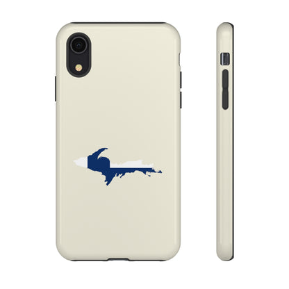 Michigan Upper Peninsula Tough Phone Case (Ivory Color w/ UP Finland Flag Outline) | Apple iPhone