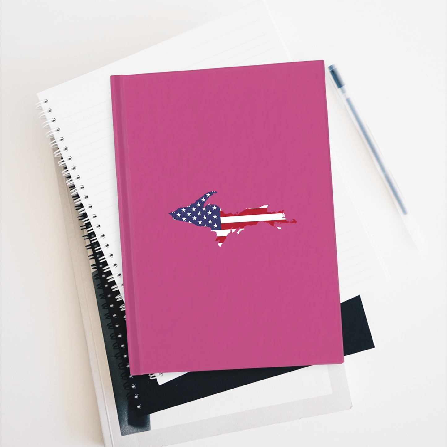 Michigan Upper Peninsula Blank Sketchbook (w/ UP USA Flag) | Apple Blossom Pink