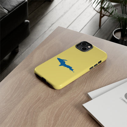 Michigan Upper Peninsula Tough Phone Case (Yellow Cherry Color w/ Azure UP Outline) | Apple iPhone