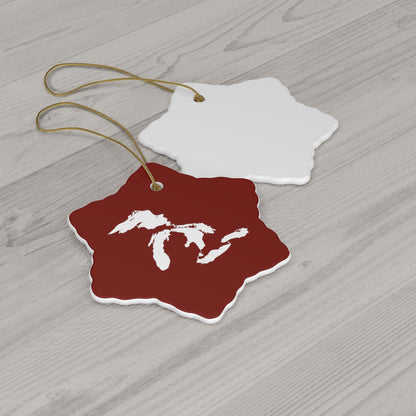 Great Lakes Christmas Ornament (Cherryland Red) | Ceramic - 4 Shapes