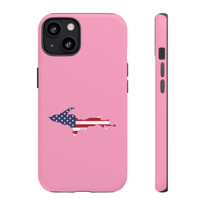 Michigan Upper Peninsula Tough Phone Case ('67 Caddie Pink w/ UP USA Flag Outline) | Apple iPhone