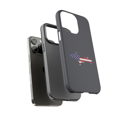 Michigan Upper Peninsula Tough Phone Case (Iron Ore Grey w/ UP USA Flag Outline) | Apple iPhone