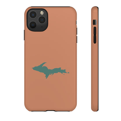 Michigan Upper Peninsula Tough Phone Case (Copper Color w/ Copper Green UP Outline) | Apple iPhone