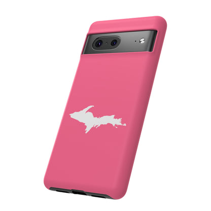 Michigan Upper Peninsula Tough Phone Case (Rhodochrosite Pink w/ UP Outline) | Samsung & Pixel Android