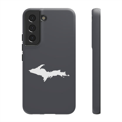 Michigan Upper Peninsula Tough Phone Case (Iron Ore Grey w/ UP Outline) | Samsung & Pixel Android