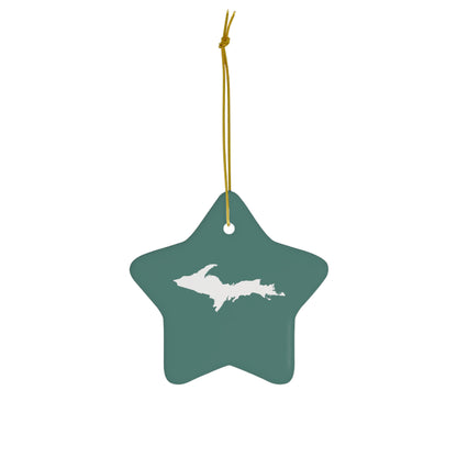 Michigan Upper Peninsula Christmas Ornament (Copper Green) | Ceramic - 4 Shapes