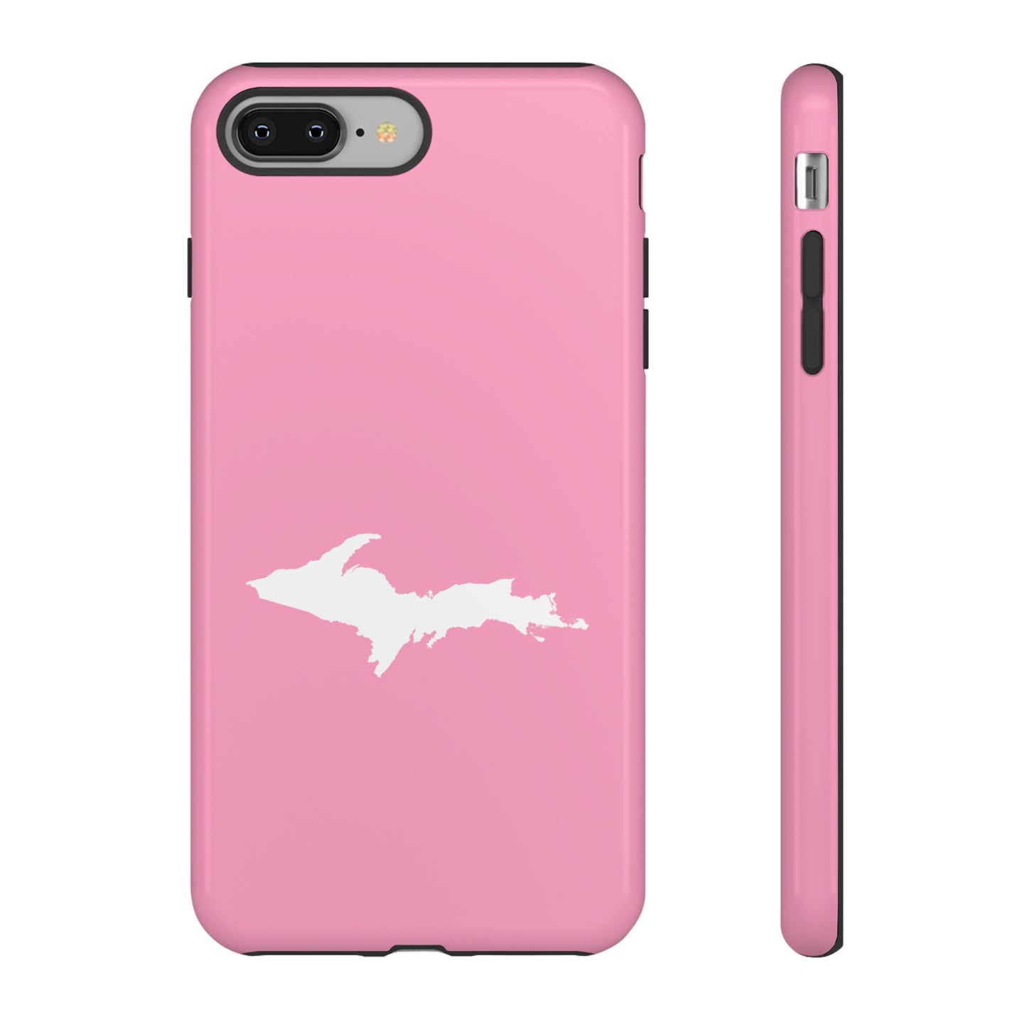 Michigan Upper Peninsula Tough Phone Case ('67 Caddie Pink w/ UP Outline) | Apple iPhone